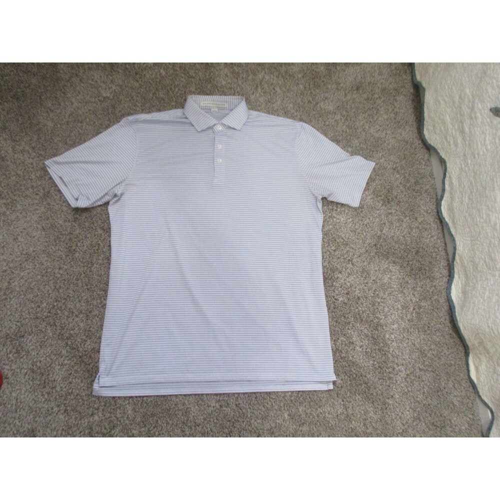 Holderness & Bourne Mens Striped Golf Polo Shirt White Blue L